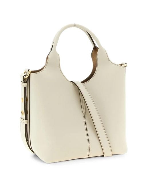 Tod's Natural Logo-Plaque Leather Tote Bag