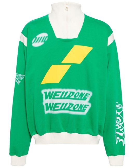 we11done Green Logo-print Zip-up Sweatshirt for men