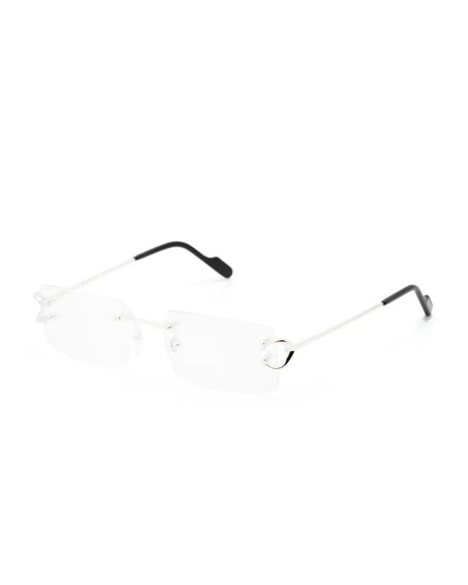 Cartier White C Rectangle-Frame Glasses
