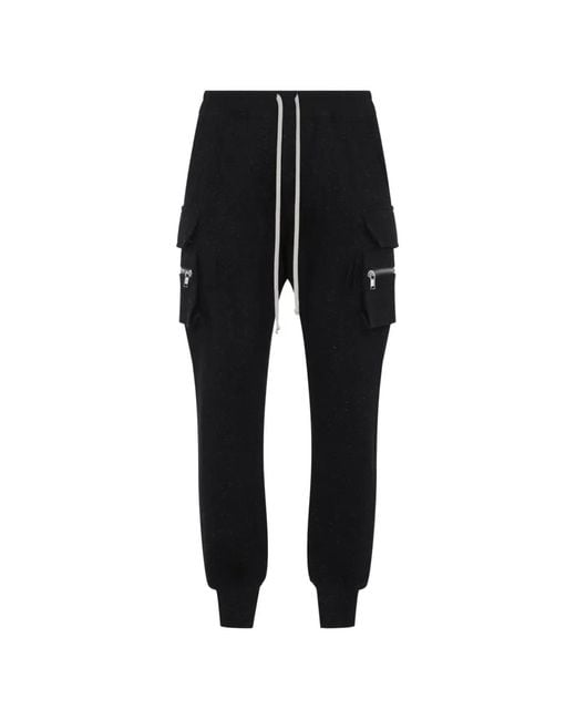 Rick Owens Black Mastodon Drawstring Cargo Pants for men