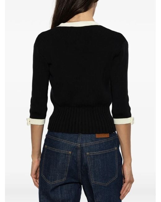 Valentino Garavani Black Vlogo Signature Cropped Cardigan