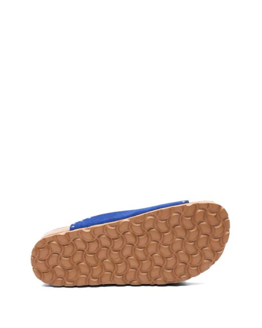 Scarosso Blue Delilah Stud-Embellished Suede Slides