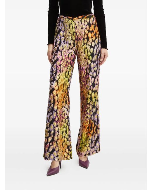 Forte_forte Black Metallic Leopard-Pattern Trousers