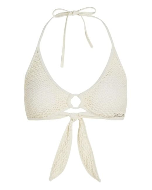 Karl Lagerfeld White Crochet Bikini Top