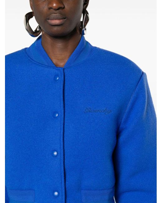 Veste bomber en laine à coupe crop Givenchy en coloris Blue