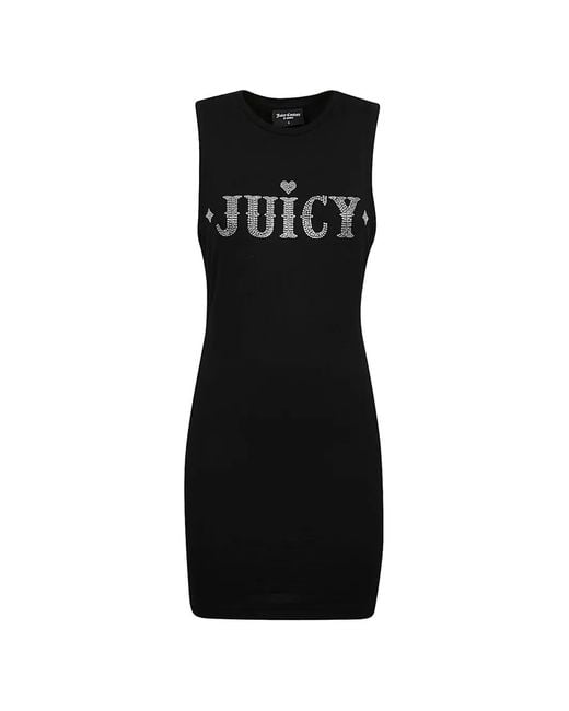 Juicy Couture Black Crew Neck Logo-Detail Mini Dress