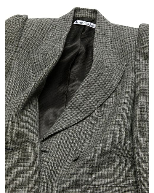 Blazer Doppiopetto Con Motivo Pied-De-Poule di Acne in Gray