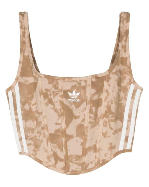 Adidas Natural Trefoil-embroidered Corset Top