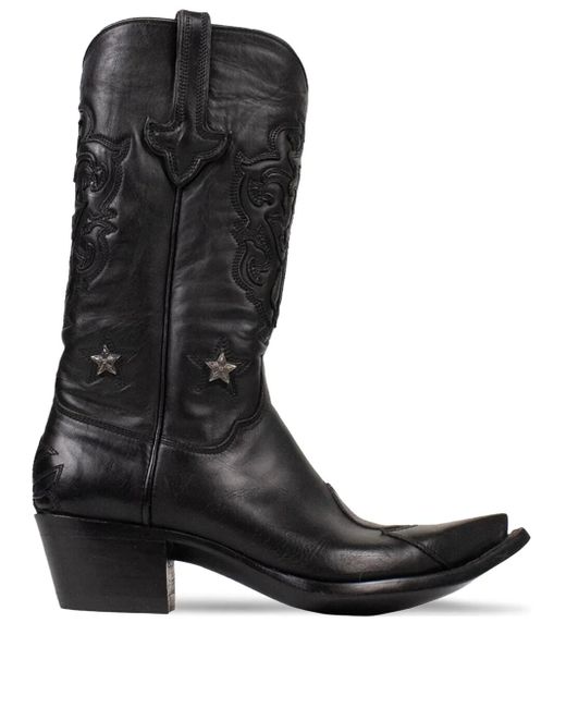 Chrome Hearts Black Star-Appliqué Leather Boots for men