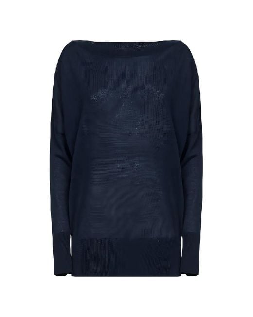P.A.R.O.S.H. Blue Boat-Neck Long-Sleeve Sweater