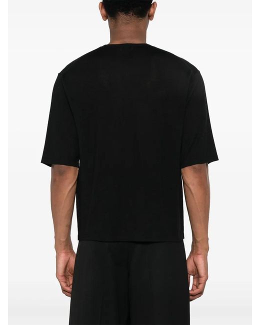 Saint Laurent Black Straight-Hem Knitted T-Shirt for men