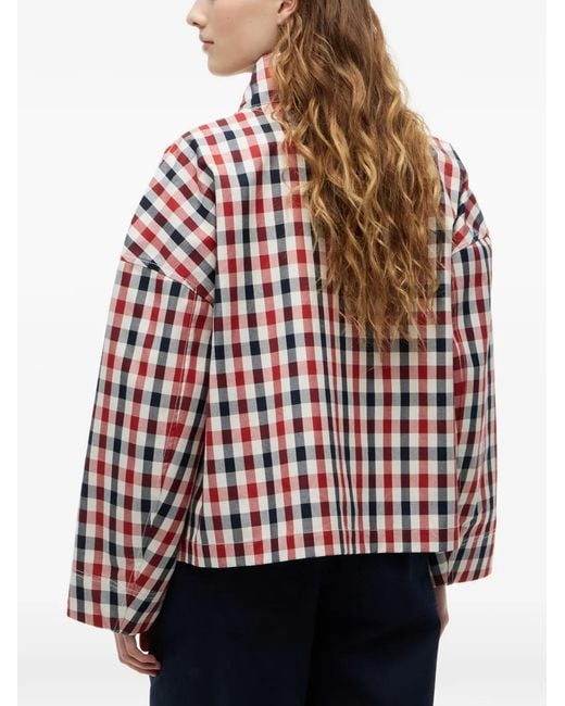 Tommy Hilfiger Red Gingham-Check Drawstring Jacket