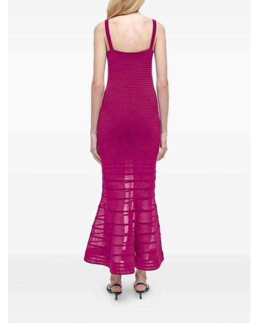 Jonathan Simkhai Purple Vallarie Ribbed Fishtail Midi Dress