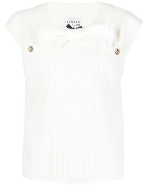 Edward Achour Paris White Bow-Detail Top