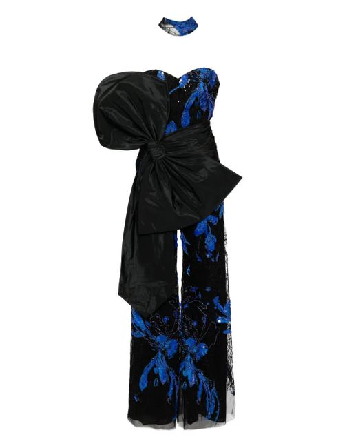 Saiid Kobeisy Gedrapeerde Jumpsuit Met Strik in het Black