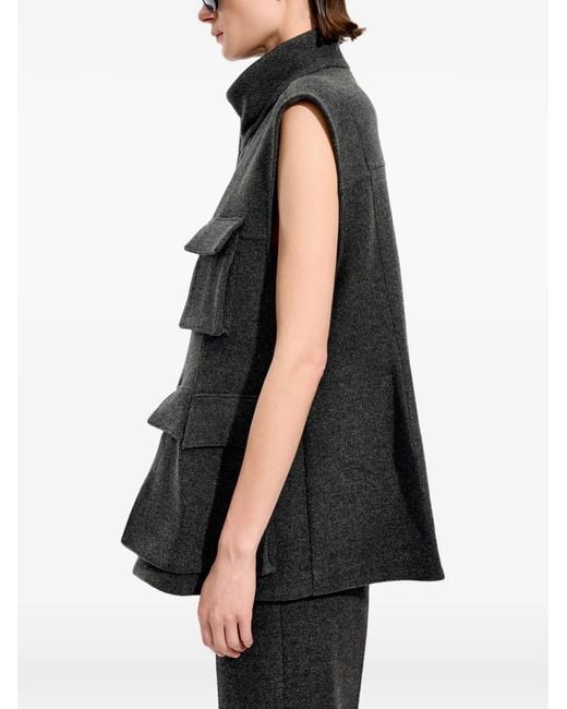 JNBY Black Multi-Pocket Stand-Collar Vest