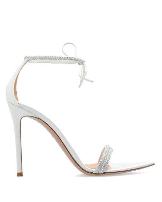 Gianvito Rossi White Crystal Embellished 115Mm Sandals