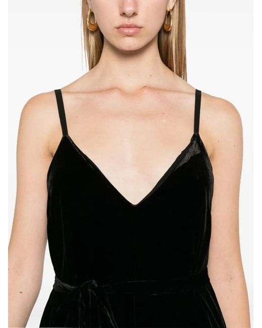 Gold Hawk Black Velvet V-Neck Jumpsuit