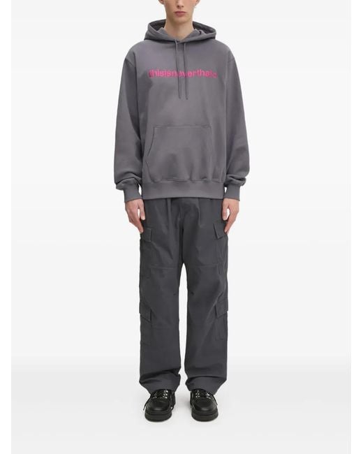 Thisisneverthat Gray Embroidered Logo Hoodie for men