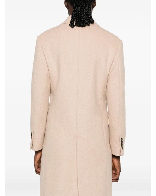 Eraldo Natural Double-Breasted Peaked-Lapel Coat