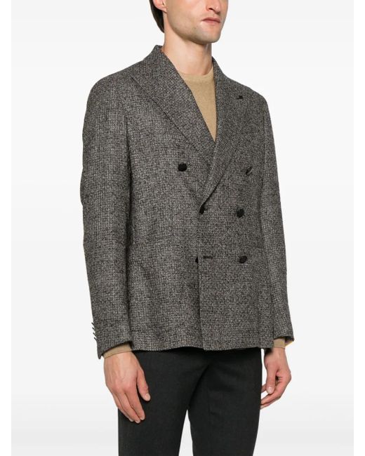 Tagliatore Gray Double-Breasted Wool Blend Jacket for men
