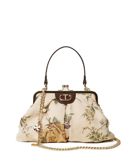 Twinset Metallic Floral Jacquard Cross Body Bag