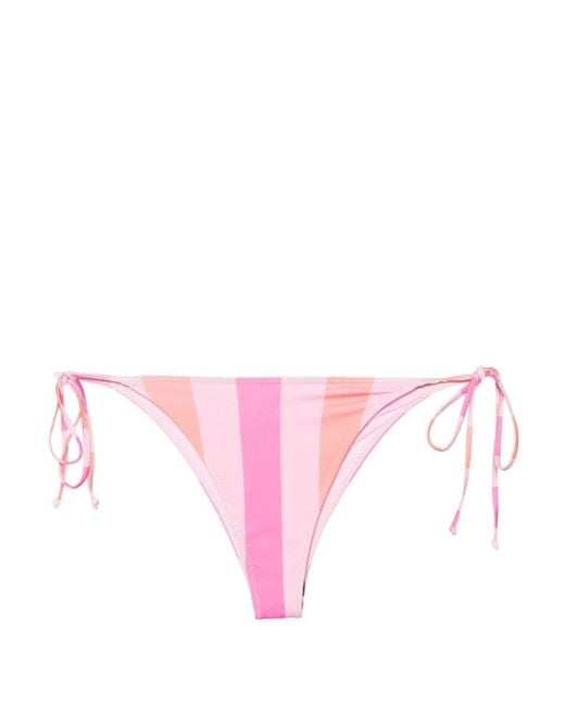 Mc2 Saint Barth Pink Striped Side-tie Bikini Bottoms