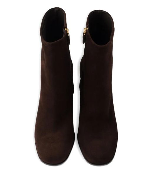 Bottes En Daim À Talon Épais 85 Mm Prada en coloris Black