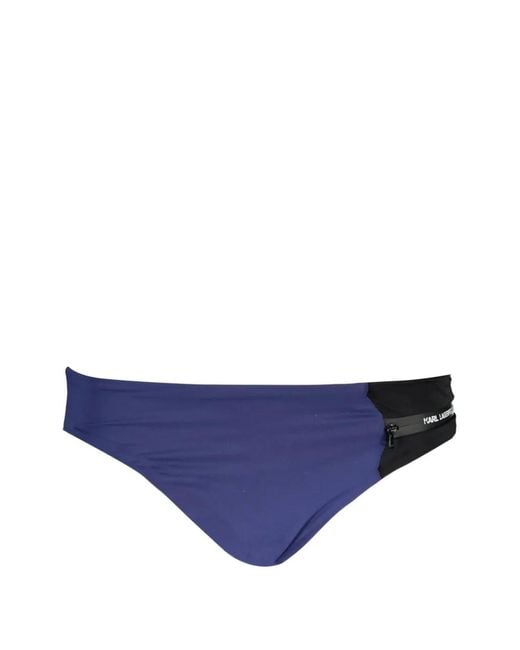Karl Lagerfeld Blue Logo-Print Bikini Bottoms