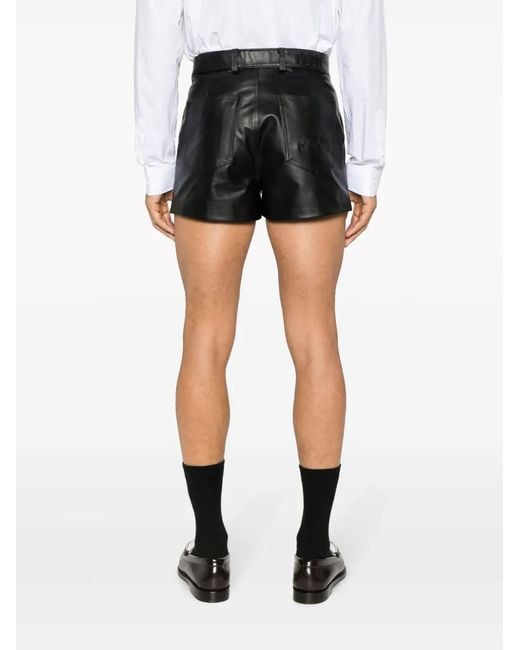 Gcds Black Thigh-Length Leather Shorts for men