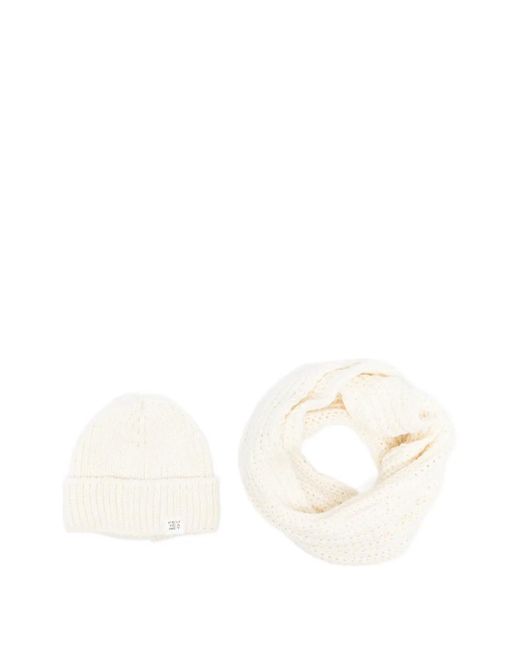 Peuterey White Wool Beanie und Schal Set