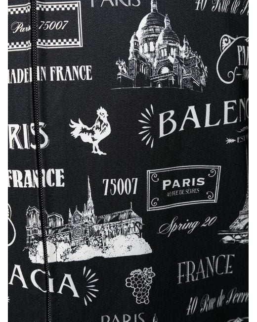 Balenciaga Black Paris-Print Layered-Sleeve Jacket for men
