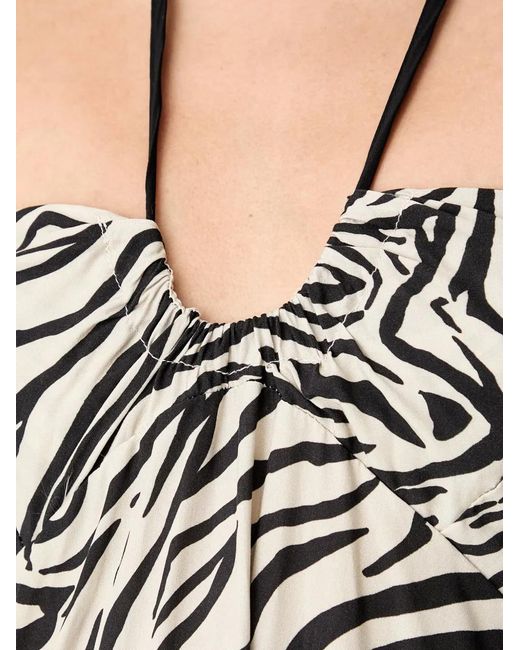 ViCOLO Natural Zebra-Print Halterneck Maxi Dress