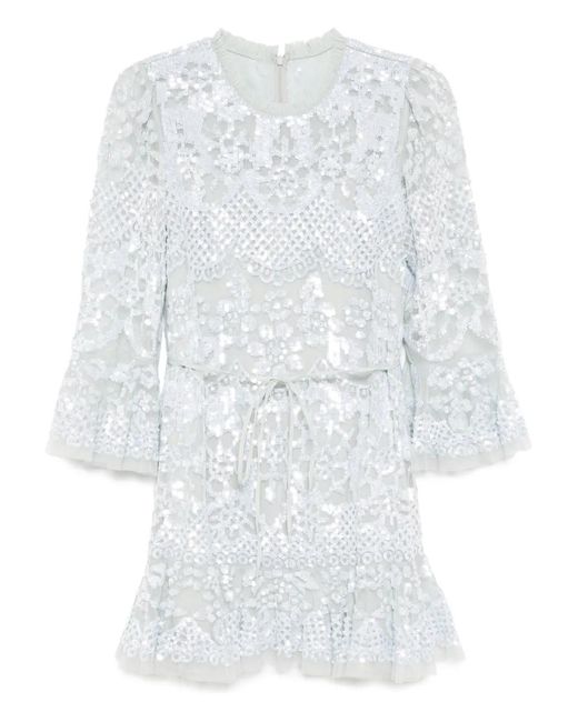 Needle & Thread White Sequin Embellishment Dress
