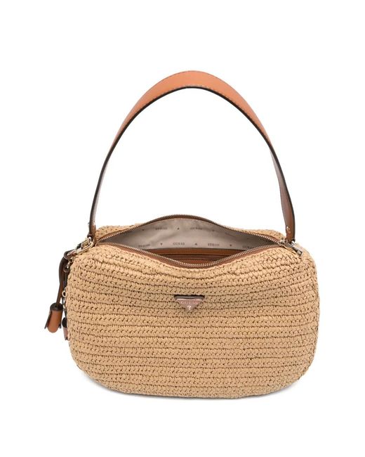 Guess Natural Woven-Effect Shoulder Bag