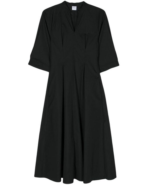 Aspesi Poplin Flared Maxi Dress Black