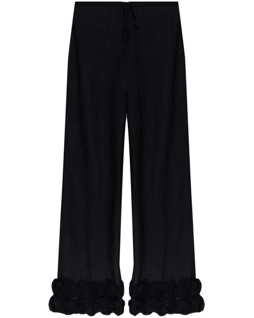 Oseree Blue Floral-Appliqué Trousers