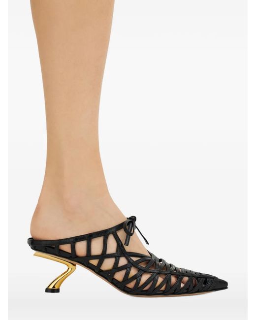 Ferragamo White S-Shaped Heeled Mules