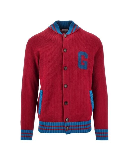 GALLIA Red Veste Bomber À Détails Rayés for men