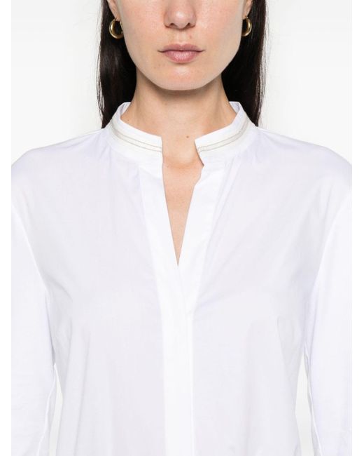 Peserico White Bead-detail Poplin Shirt