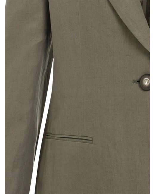 Giorgio Armani Gray Single-Button Linen Jacket
