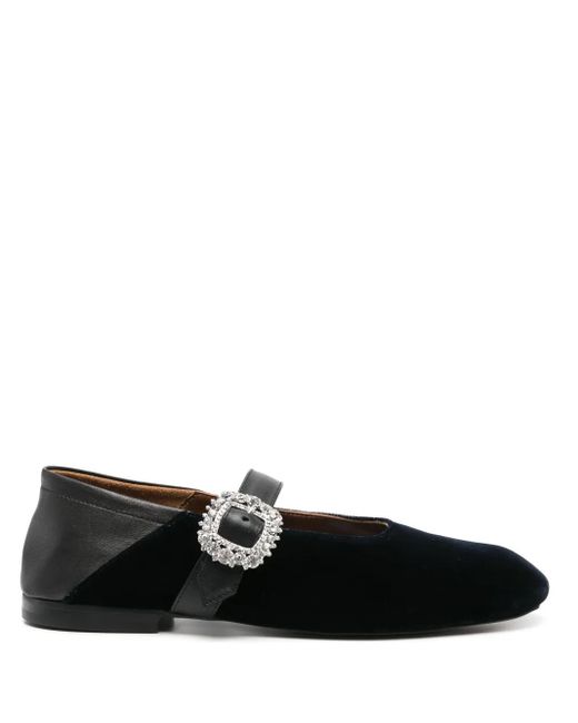 Wales Bonner ベルベット フラットシューズ Black