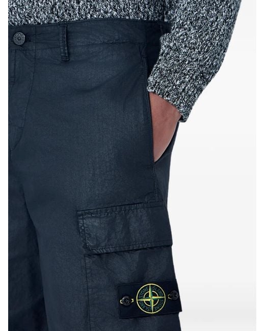 Stone Island Black Patch-Pocket Cargo Shorts for men