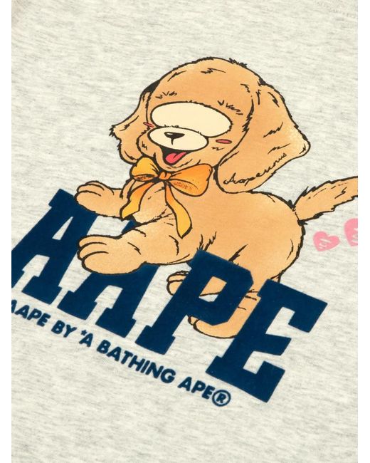 Aape By A Bathing Ape White Graphic-Print Long-Sleeve T-Shirt