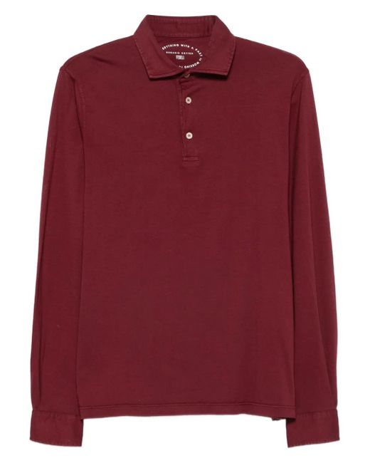 Fedeli Red Long-Sleeve Polo Shirt for men