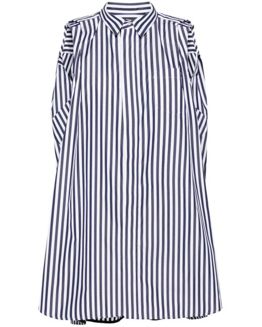 Sacai Blue Striped Poplin Shirt Dress