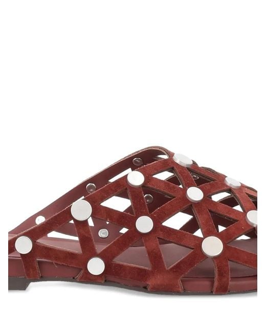 Ash Brown Bone Stud-Embellished Slides