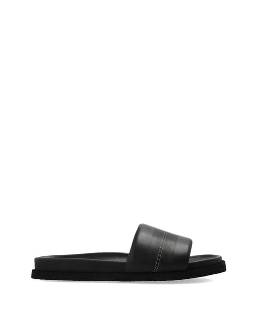 Off-White c/o Virgil Abloh Black Logo-Print Leather Slides