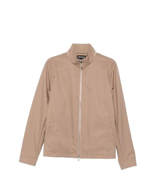 Zegna Natural Zip-Up High-Neck Jacket for men