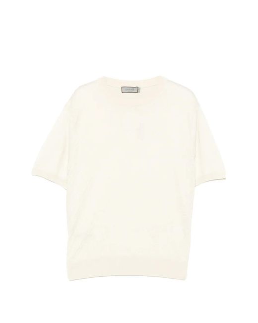Canali White Microstructured Cotton T-Shirt for men